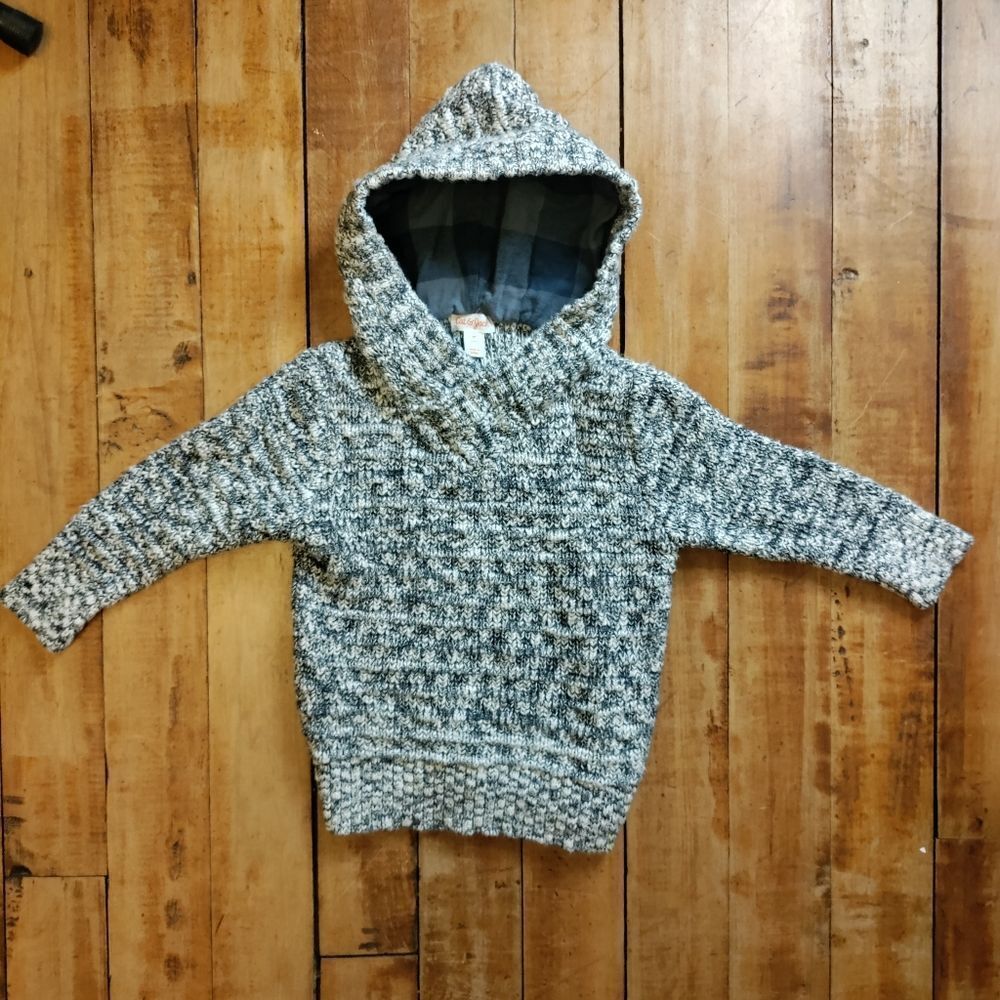 Cat & Jack sweater 3T knit blue white hooded cotton winter unisex boy girl
